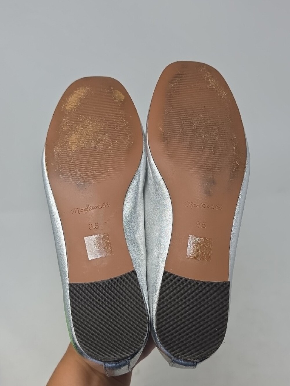 Madewell The Greta Silver Metallic Leather  Ballet Flats Size 9.5 - Picture 5 of 6